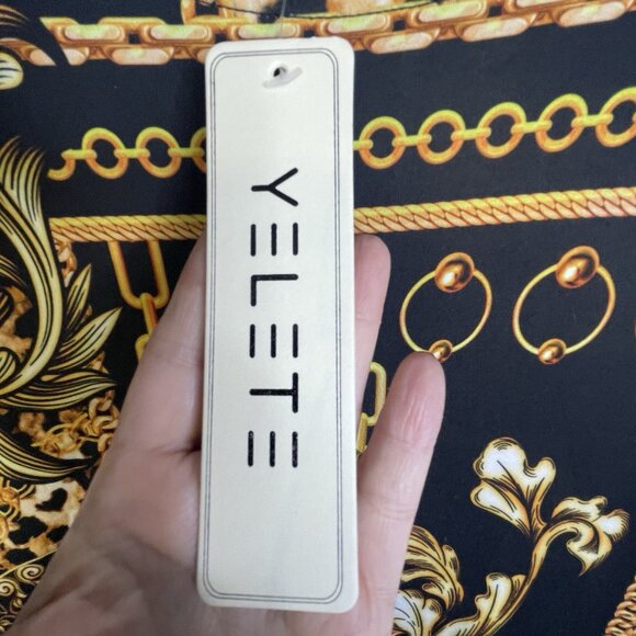 Yelete Womens Dress XL NWT Chain Link Printed A-line Old Money Luxury Maximalist - Picture 11 of 16